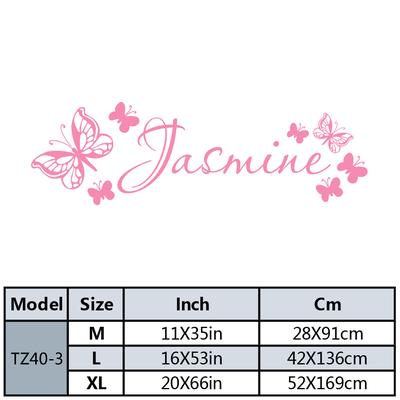 TEMU 1pc Custom Name Wall Decal - Waterproof Vinyl, Self-adhesive, Personalized Pink Lettering With Floral Accents For & 's Room Decor Image