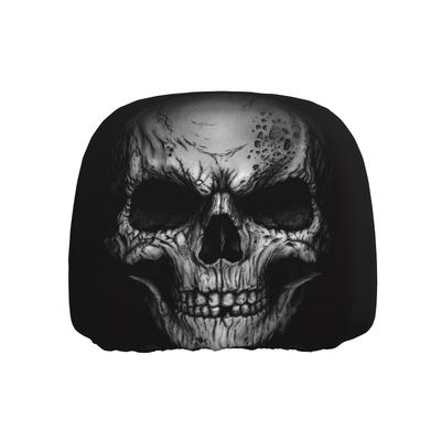 TEMU 1pc Print Covers - Black Polyester, Edgy Gothic Design, Fits Standard Vehicle Seats, , & Stylish Interior Upgrade, Car Seat Covers Image
