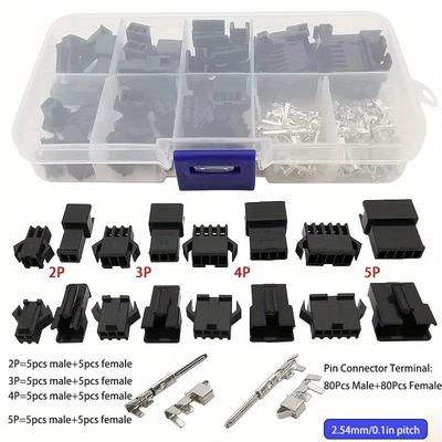 TEMU 200pcs 2.54mm Pitch Jst Sm Terminal Connector 2/3/4/5pin Male/female Shell Crimp Terminal Connector Image