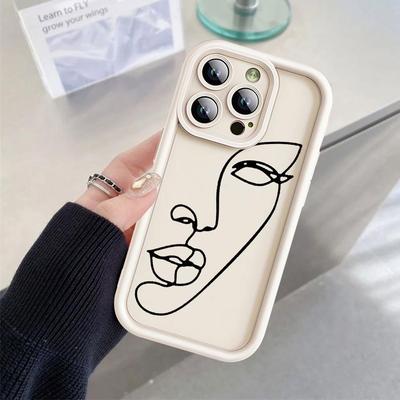 TEMU Art Design Lines Women Silicone Phone Case For Max 14 Plus 11 16pro 15pro 14pro 13pro 12pro 11pro 16plus 15plus 14plus Soft Bags Cover Colors Coque Pattern Printing Shell Image