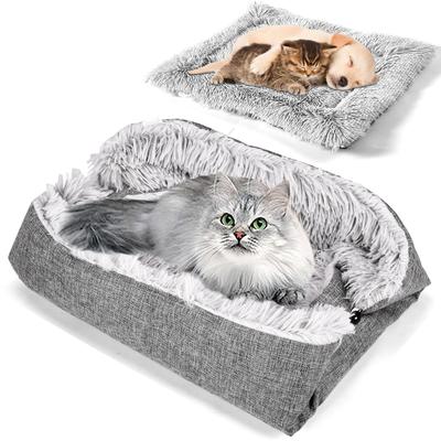 TEMU Zaleonline Cat Bed, Washable, Cat Mat, Soft Cat Cushion, 2-in-1 Cat Bed, Cat Mat, Cosy Cat Basket For Cats And Small Dogs, 60 Cm X 50 Cm, Grey Image