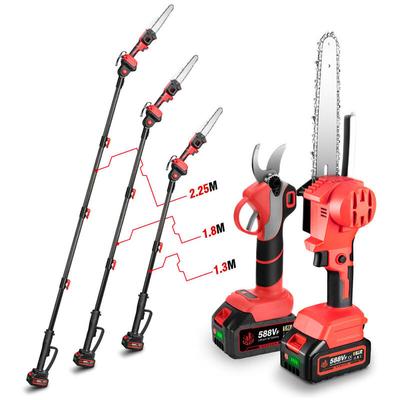30 mm elektrische Gartenschere + 8-Zoll-Akku-Kettensäge, mit 2,25 m verstellbarer Teleskopstange, Image