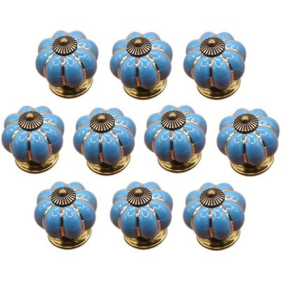 Jn.songs - 10pcs Schrankknäufe Tür mit Schrauben, Vintage Keramik Kürbis Möbelknöpfe, Türknauf Image