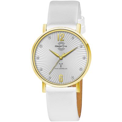 Funkuhr MASTER TIME "Advanced", weiß (weiß, goldfarben), Armbanduhren, Damen, Armbanduhr, Quarzuhr, Damenuhr Image