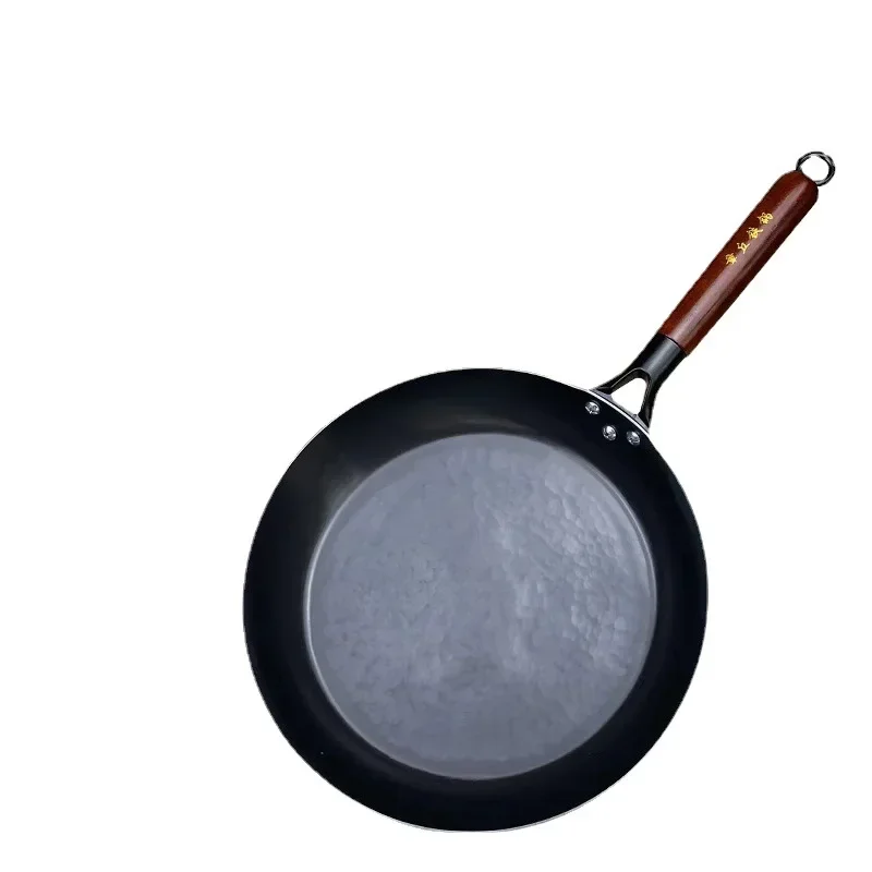 Zhangqiu Schwarze Bratpfanne aus Holz, antihaftbeschichtet, Wok, Wok, unbeschichtet, handgefertigte Pfanne Image