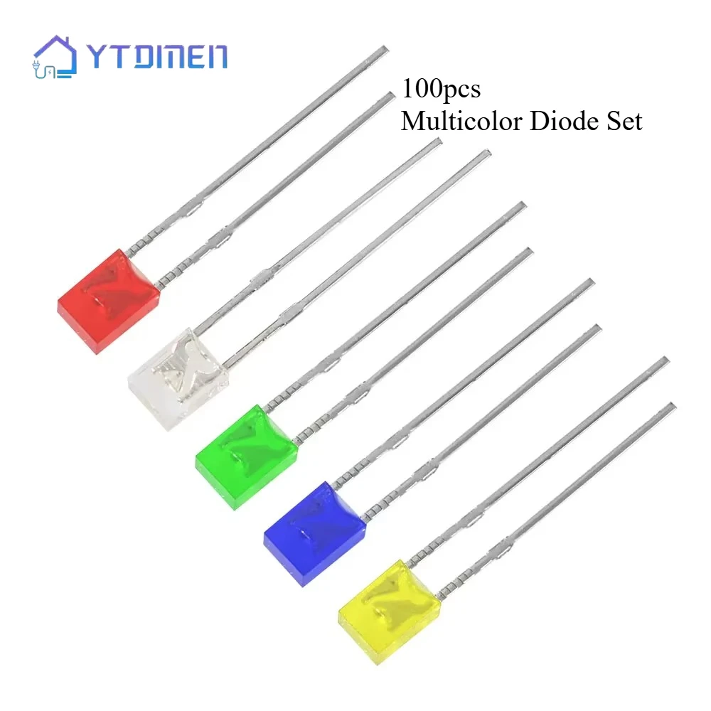 100PCS Platz LED Diode Kit 2x3x4/2x5x7MM LED Diode 5 Farbe Anzeige Licht LED Elektronische Komponenten Led-leuchten Dioden Kit Set