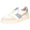 Sneaker MUSTANG SHOES, Damen, Gr. 41, sanftes weiß, jeansblau, beige, Lederimitat, kontrastfarbene Details, casual, Schuhe, Retro Sneaker, Schnürschuh in schöner Farbkombination