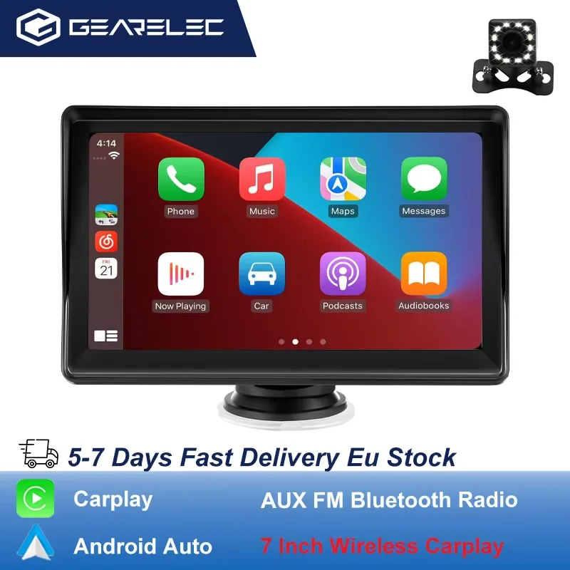 Autoradio 7 Zoll drahtlose Carplay Android Auto tragbare Auto Stereo Multimedia-Player mit FM-Sender BT WiFi Aux USB-Bildschirm Image