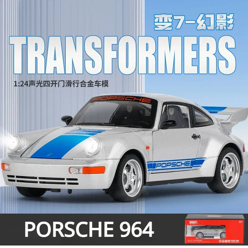 1:24 Porsche Transformatoren 7-Phantom-Druckguss Metall Spielzeug fahrzeuge Auto Modell Simulation Sound Licht zurückziehen Kinder Geschenk Image