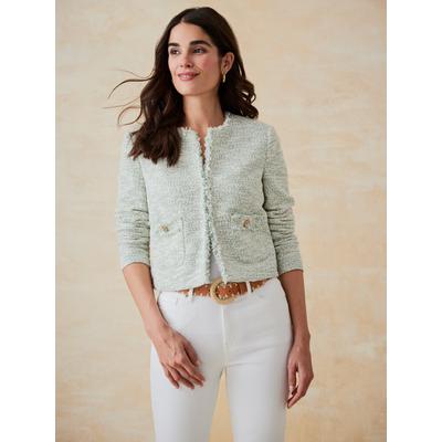 J.McLaughlin Women's Berry Bouclé Jacket Faded Green, Size XL | Cotton