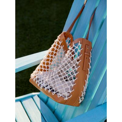 J.McLaughlin Women's Wren Crochet & Leather Handbag Natural/Vachetta
