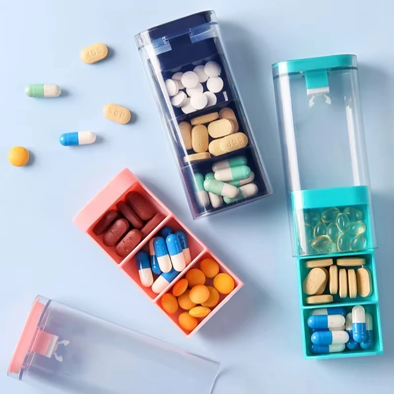 Mini-Pillen-Organizer, 3-fach am Tag, tragbares Schnallen-Design, Reise-Tablet-Halter für Vitamine, Spender, kleine Tasche, Medikamenten-Etui Image