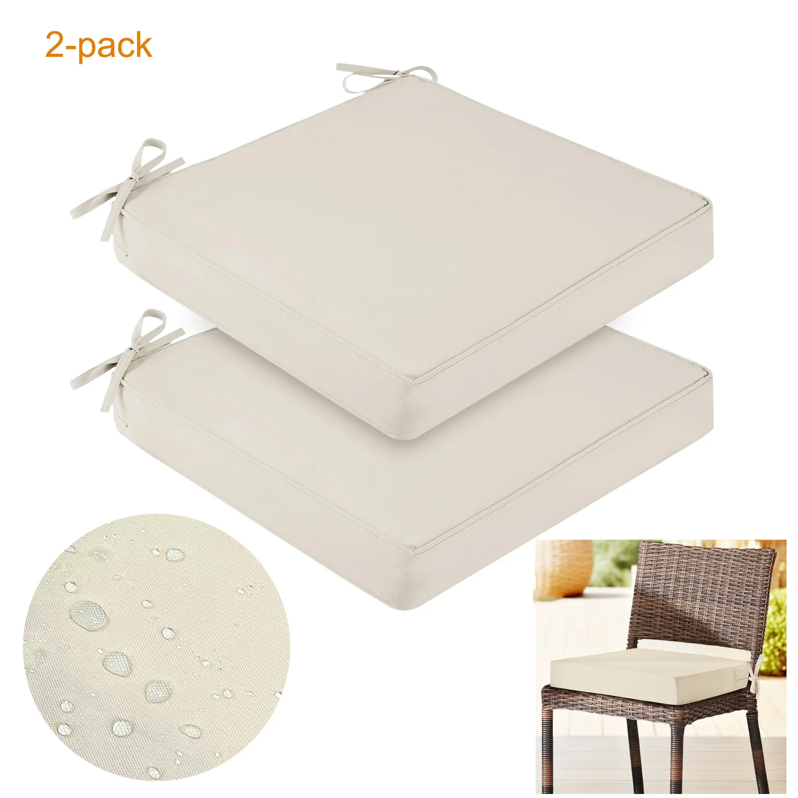 Outdoor-Sitzkissen, wasserdichte Stuhlkissen für Terrassenmöbel mit abnehmbarem Bezug, hochelastisches Schaumstoff-Sofa-Stuhlkissen Image