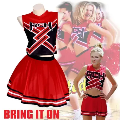 Takerlama RCH Bedruckte Cheerleader-Uniform Bring it On Cosplay Damen Kostüm Tank Top Minirock Image