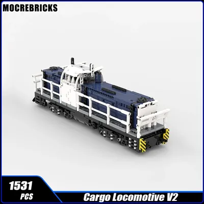 MOC- 135727 Stadt Eisenbahn Zug Fracht Lokomotive V2 Buzz Baustein Technologie DIY Montage Modell Image