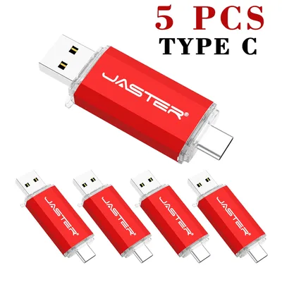 5 STÜCK LOS TYP C 2in1 USB-Flash-Laufwerk 16 GB für Android-Telefon 64 GB Pendrive 128 GB 32 GB Typ C Stick Metall Memory Stick Cle Image