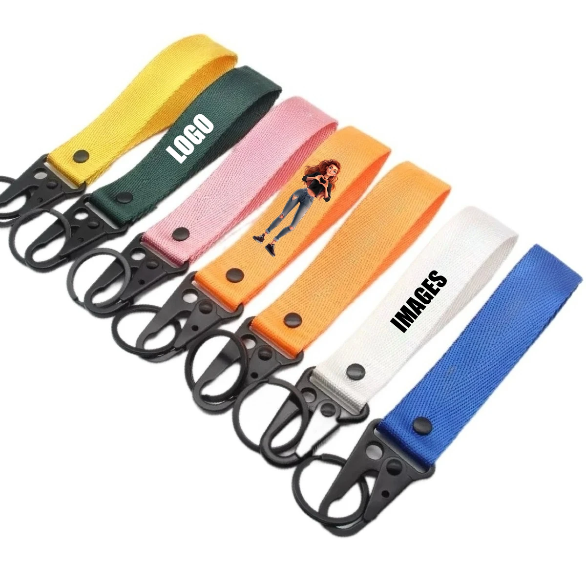 Personalisieren Sie den Eagle-Schnabel-Gurtband-Nylon-Schlüsselanhänger mit individuellem Logo, Band, Motorrad, Auto, Schlüsselanhänger, Ring-Anhänger für Männer und Frauen Image