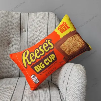 Lustige Lebensmittel REESE'S Milchschokolade Kissenbezug Schlafzimmer Kissenbezug Sofa Kissenbezug Bett Kissenbezug 40x60cm Snack Kissenbezug Image