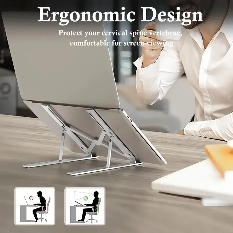1pc Kunststoff Laptop Ständer Einstellbar Falten Tragbare Laptop Höhe Verstellbaren Ständer Kühlung Ständer Anti Slip Image