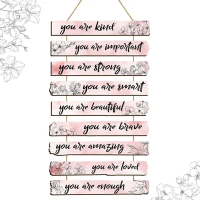 1Set inspirierende Blumen-Wanddekoration „You Are Amazing Beautiful Love“-Zitate aus Holz, Image
