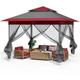Liferun - Gazebo da giardino pieghevole One Push, tenda per feste 3,3 x 3,3 m con 4 zanzariere, 4