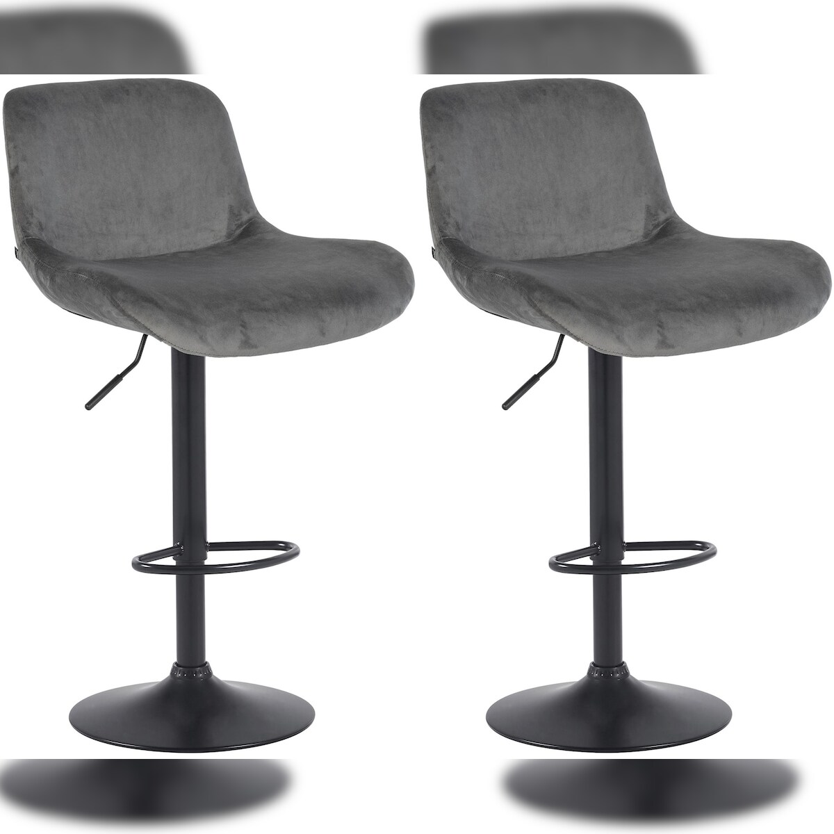 CLP 2er Set Barhocker Solon Schwarz dunkelgrau/Samt Image