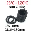 20 pz NBR O Ring Guarnizione CS 2.4mm OD 6mm ~ 180mm Gomma Nitrile Butadiene Distanziatore