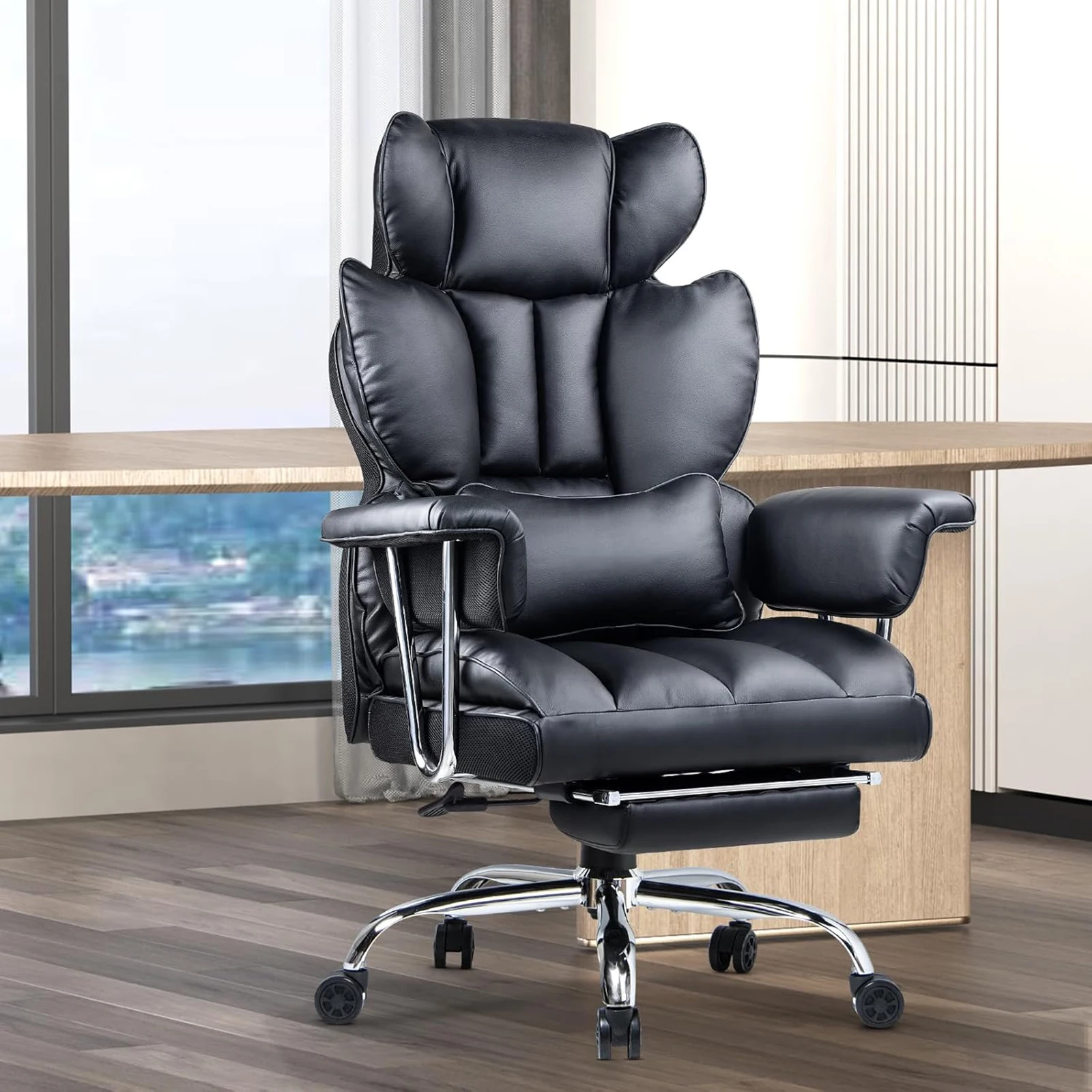 Sedia da ufficio direzionale Naspaluro sedia da scrivania sedia da ufficio ergonomica reclinabile per Computer in PU con poggiapiedi ufficio in pelle resistente