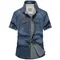 Camicie da uomo in denim blu multitasche Camicie da uomo a maniche corte nuove estive da uomo Camicie jeans casual in cotone da uomo di alta qualità 4XL