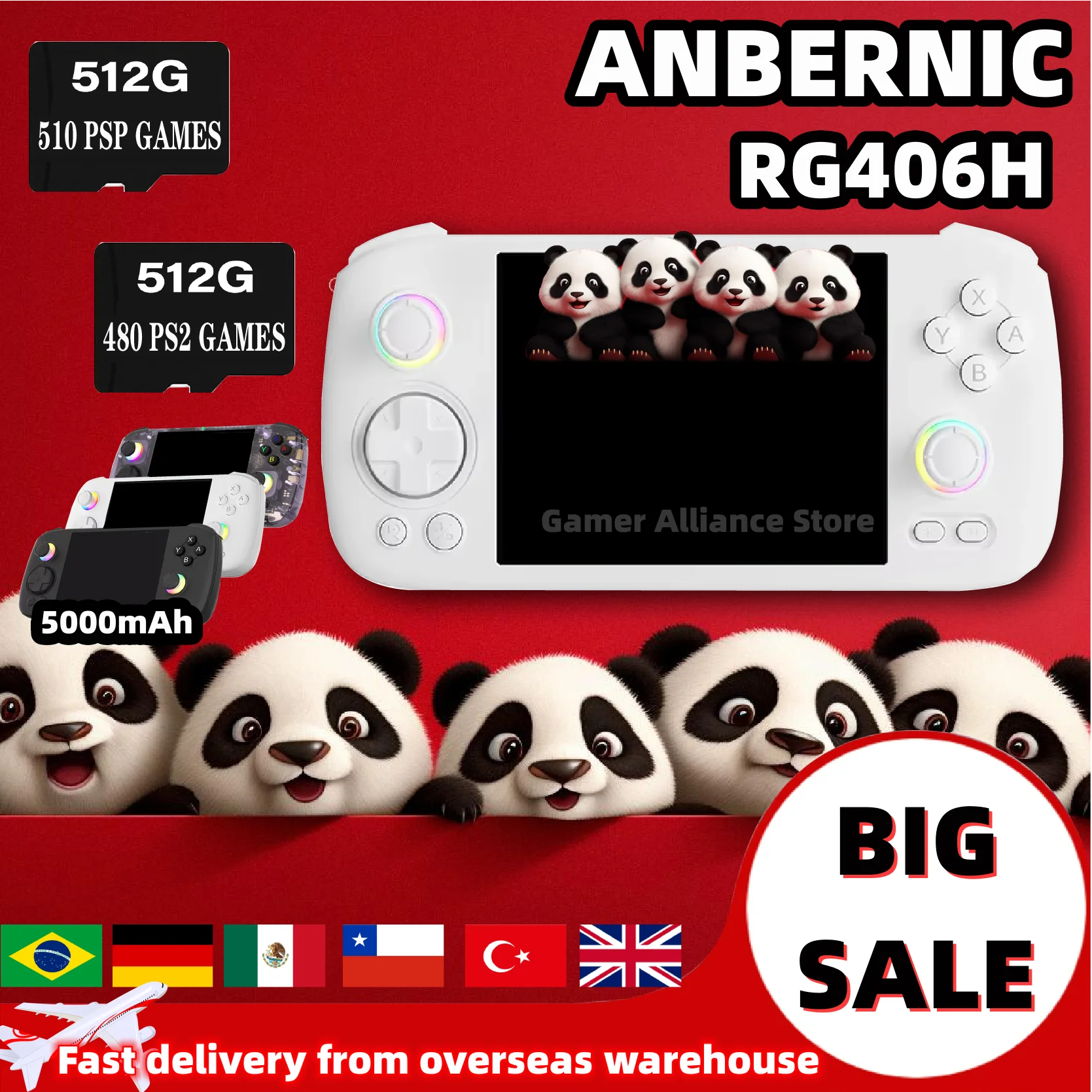 ANBERNIC RG406H RG 406H Console de jeu portable rétro Consoles de jeux vidéo Android 13 Support 5G WIFI PSP PS2 jeux cadeaux de noël