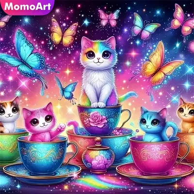Momoart 5D DIY Diamond Painting Cat Animal Pattern For Adults Beginners Cartoon Diamond Mosaic
