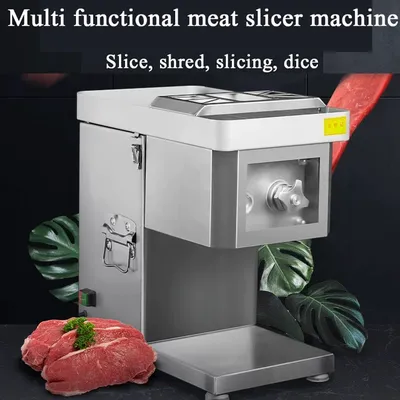 250Kg/H Electric Meat Slicer Stainless Steel 3mm Blades Meat Cutter Grinder Machine Auto Kitchen