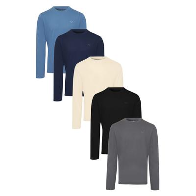 Threadbare Men's Multi Long Sleeve Crew Neck T-Shirts (5 Pack)