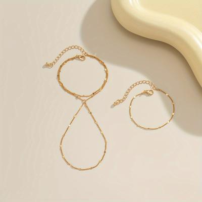 TEMU 2pcs Fashion Simple Copper Chain Multi-set Stackable Daily Gift Friendship Accessories Image