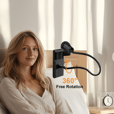 "TEMU Adjustable & Flexible Gooseneck Tablet Holder - 360° Rotatable, Clamp For 4.7"-7.06" Devices, Sturdy Aluminum Alloy & Abs, White - Bedside & Desk Use, Tablet Holder Stand" Image