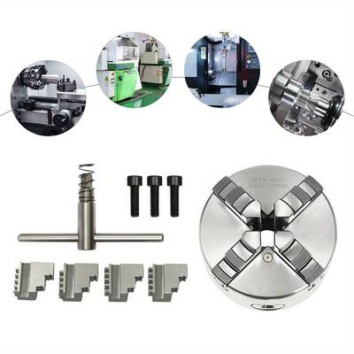 TEMU 4-jaw Chuck 80 Mm 4-jaw Chuck Precision Steel Lathe Chuck Image