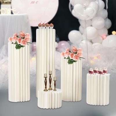 TEMU Wedding Centrepieces Cardboard Vases Wedding Cardboard Flower Stand Centrepieces Flowers Vase Tables Cylinder Stand For Wedding Party Birthday Table Decoration (5 Pieces, 20/40/60/80/100 Cm) Image