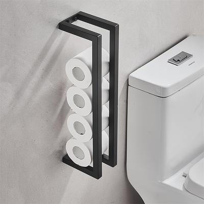 TEMU 1pc Frameless Bathroom Towel Bar Black Toilet Paper Shelf Canvas Art Print, Wall Decor For Bathroom And Toilet, Artistic Poster For Home Decoration Image