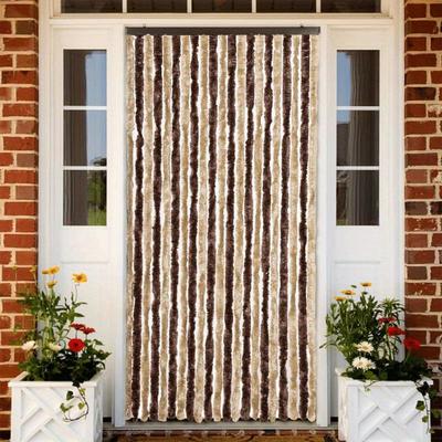 TEMU Elegant & Light Brown Chenille Door Curtain 90x220cm - Insect Protection, Easy Clean & Remove For Home, Rv, Or Image
