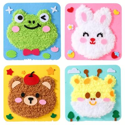TEMU 4pcs Diy Animal Embroidery Craft Kit For Beginners - Handmade Beaded Art, Educational Polyester Mosaic, Plastic Mosaic, Suitable 14+, Yellow Image