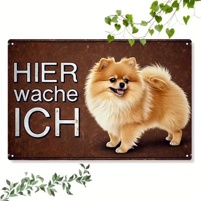"TEMU Rustic Pomeranian Dog Metal Sign - " " Stylish Iron Wall Art, 8x12 Inches, Brown Distressed With Accents, Home Or Office Decor, Decor | Distressed Metal Sign | Wall Sign, Room Decor" Image