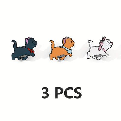 TEMU 3pcs The Enamel Pins, Cute Cartoon Animal Alloy Brooches, Minimalist Irregular Shape Metal Badges, Anime Themed Jewelry Accessories For Backpacks And Clothing, Gift For Image