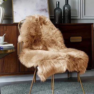 TEMU 1pc Soft Plush Artificial Sheepskin Pet Mat, Flat Bottom, Polyester Acrylic, Machine Washable, For Bedroom, Living Room, , Indoor Room Image