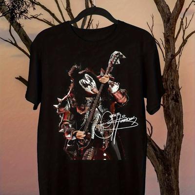 TEMU Men' Gene Graphic T-shirt - White Print, Crew Neck, Stretch, Casual Wear For Adults Image
