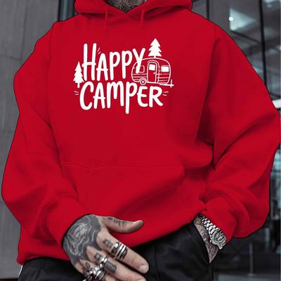 TEMU Men's Hoodie - 100% Polyester Knit Sweatshirt, Long Sleeve, Regular Fit, Casual Alphabet Print, Stretch, Winter , Idea Image