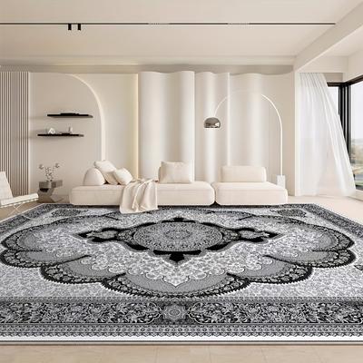 TEMU Velvet Rug For Bedroom, Office, And Room - 850g/m² Thick Plush Non-slip Rectangle Area Rug, Machine Washable, Lightweight, Flat Woven Polyester 100%, , Soft And Cozy - Dorm And Home Decor Image