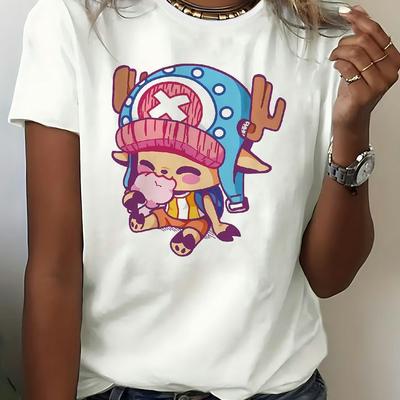 TEMU Ladies' Apparel, Letter-printed Bw Wd20250227022 Short-sleeve T-shirt For , Graphic Tee Suitable For Spring, Summer & Autumn - Everyday Women's Fashion Clothing. Image