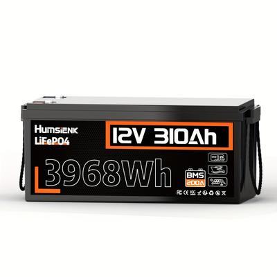 TEMU Humsienk 12v310ah 12v 300ah Lifepo4 Lithium Battery, Built-in 200a Bms, Max. 3968w Power Output, 15000+ Deep Cycles & 10-year , Off-grid System, Rv, Et Image