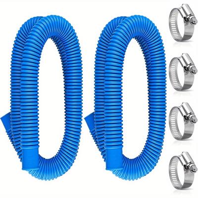 TEMU 2 Pieces Pool Hose For Pool Pumps, Diameter 32 Mm Pressure-resistant Swimming Pool Hose, Replacement Pool Hose With 4 Metal Clamps, Leak-proof Spiral Wound Structure Hose Image