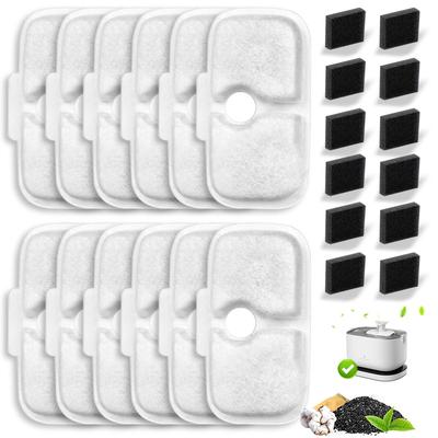 TEMU 24 Pieces Filter Cat Fountain, Cat Fountain Filter Replacement With Pre-filter Sponges, 12 And 12 Foam Sponges For Dockstream Drinking Fountain For Cat Plwf005/plwf115/plwf105, Reptiles Image